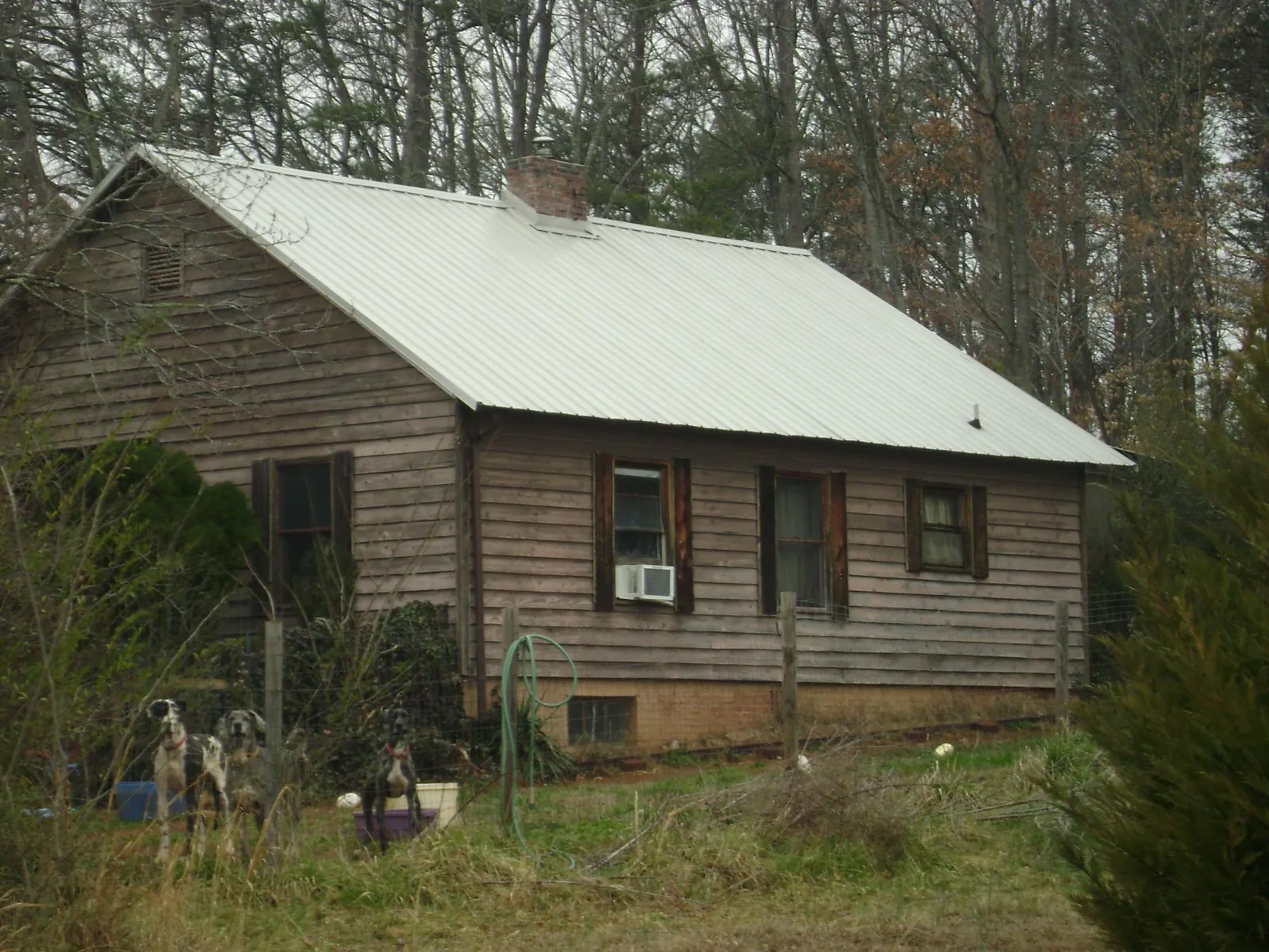 White metal roof on an old wood sided farmhouse, from a Metal Roof Installation job in Lavina